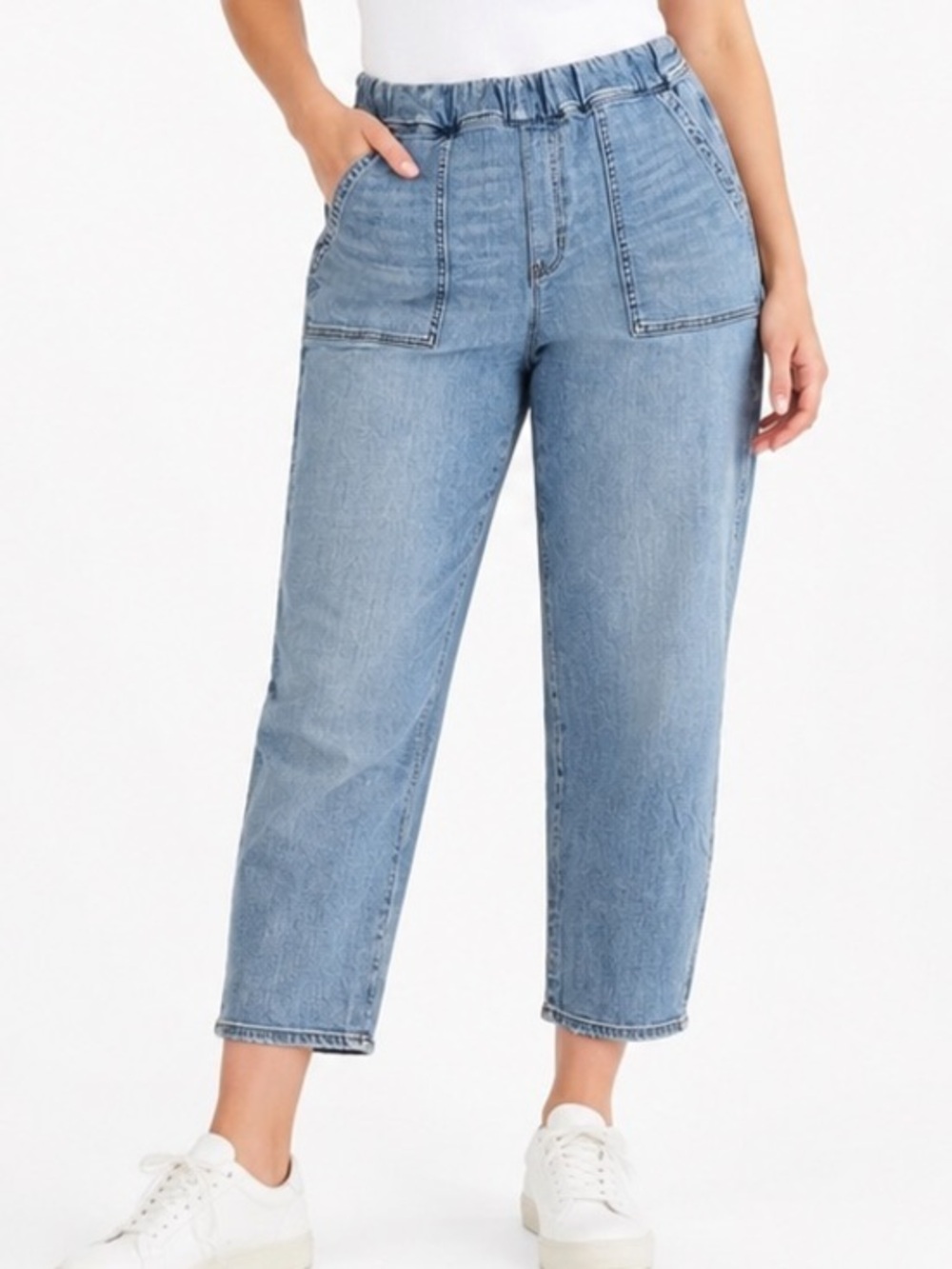 Madewell Pull On Jeans Womens L Cropped Utility Denim High Rise NWOT